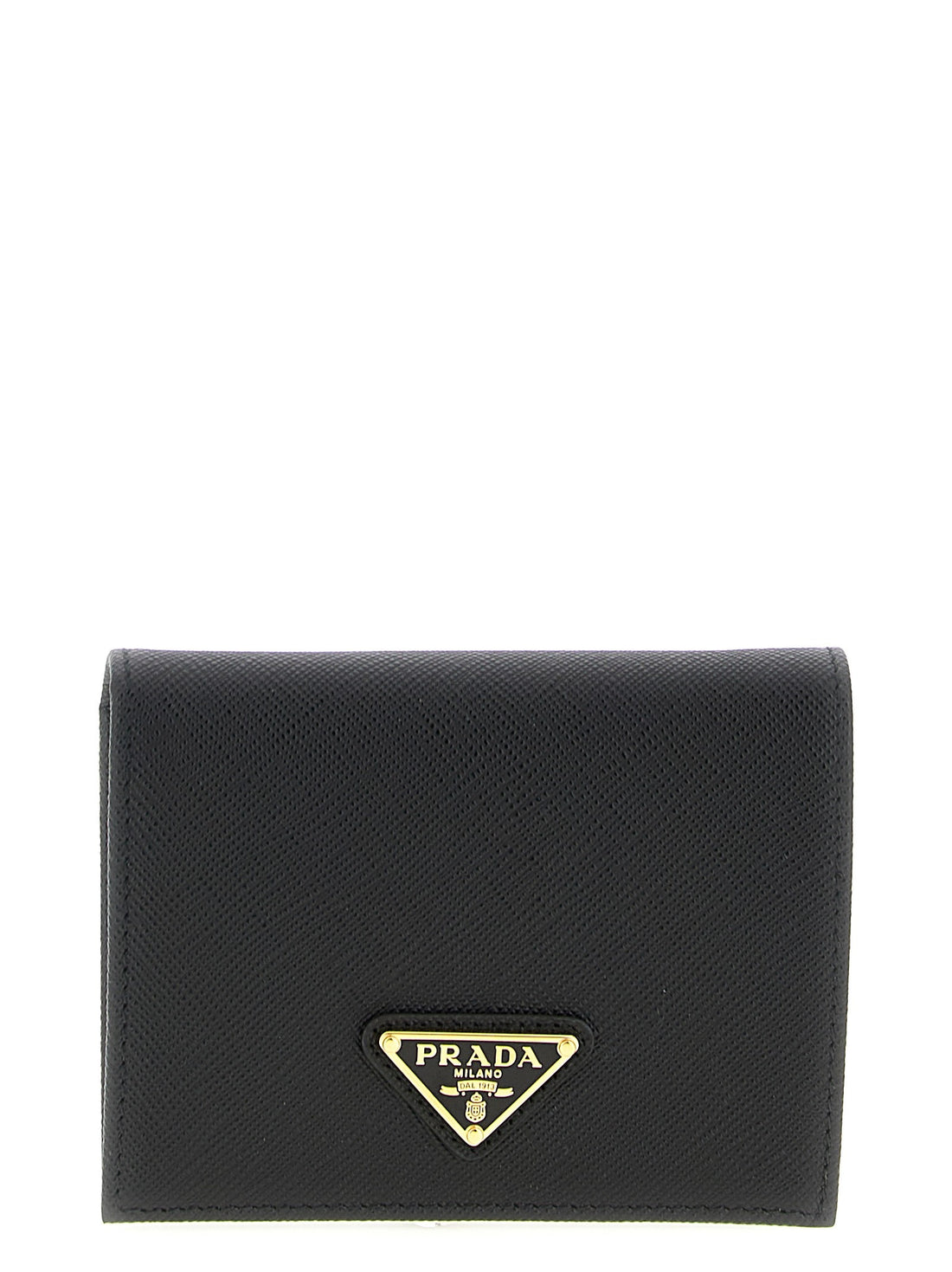 PRADA - Logo leather wallet Black U
