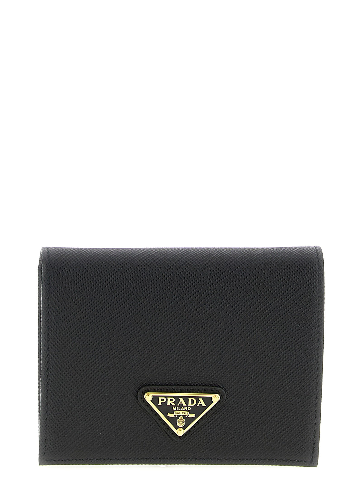 PRADA - Logo leather wallet Black U