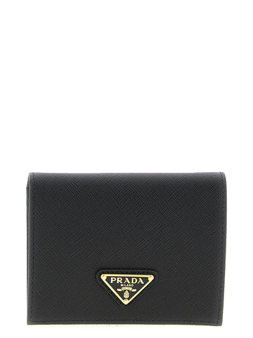PRADA - Logo leather wallet Black U