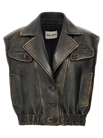 Miu Miu - Logo nappa vest
