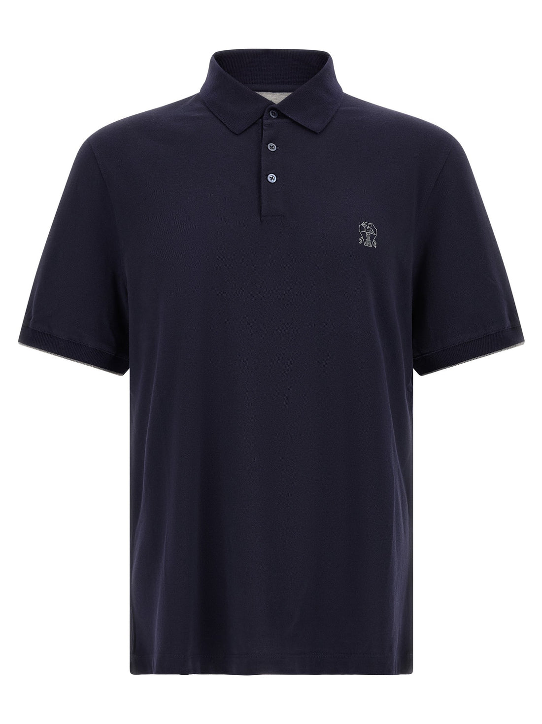 Brunello Cucinelli - Logo piqué polo shirt Blue