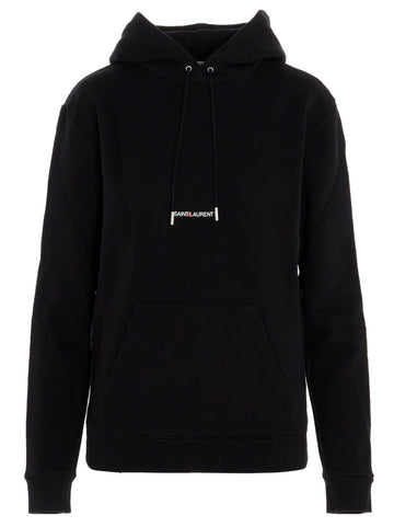 Saint Laurent - Logo print hoodie Black