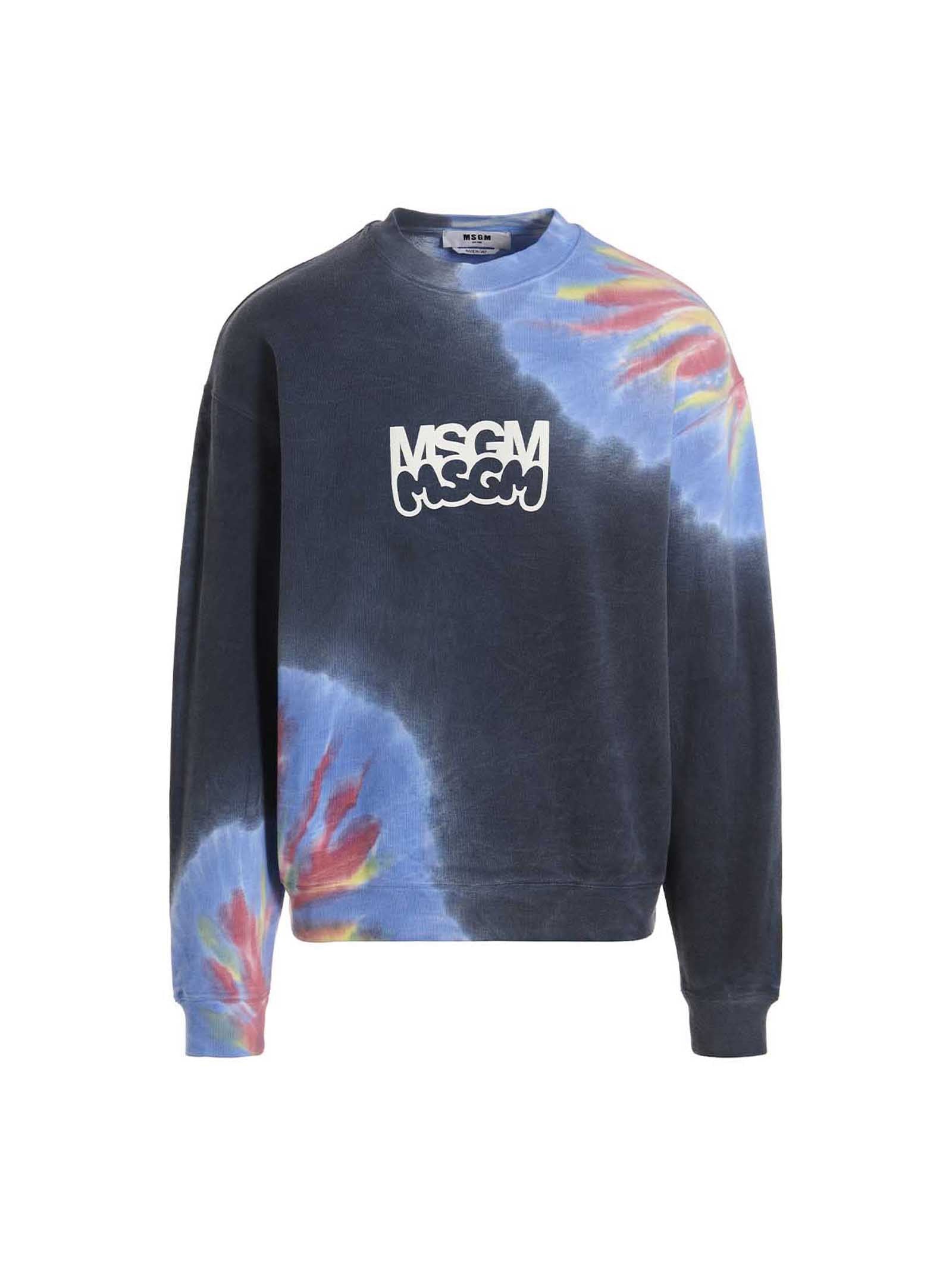 msgm - Logo print tie dye sweatshirt by Burro Studio