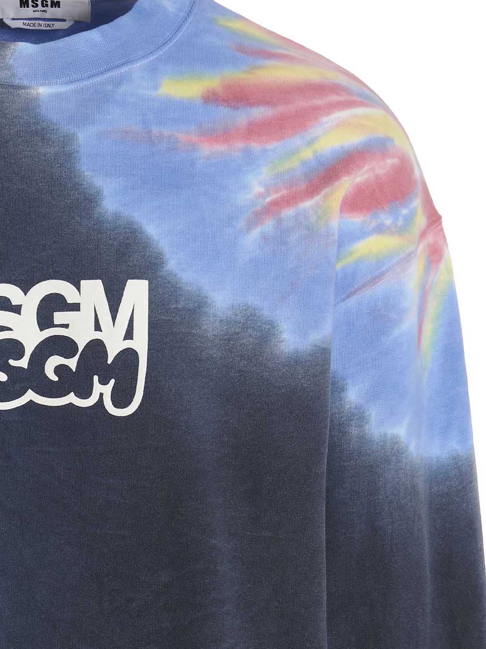 msgm - Logo print tie dye sweatshirt by Burro Studio