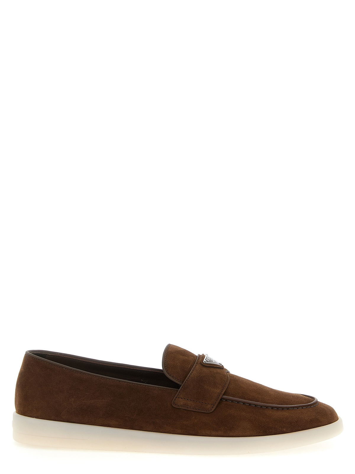 PRADA - Logo suede loafers Brown