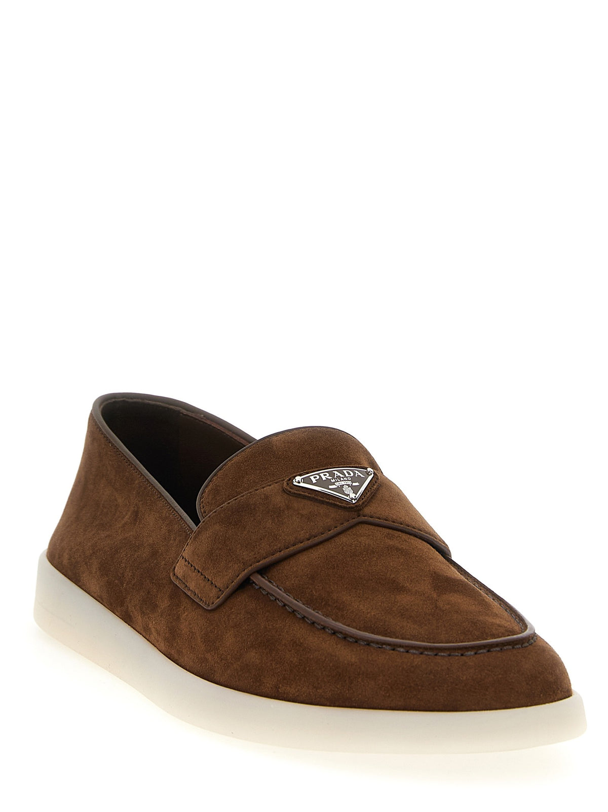 PRADA - Logo suede loafers