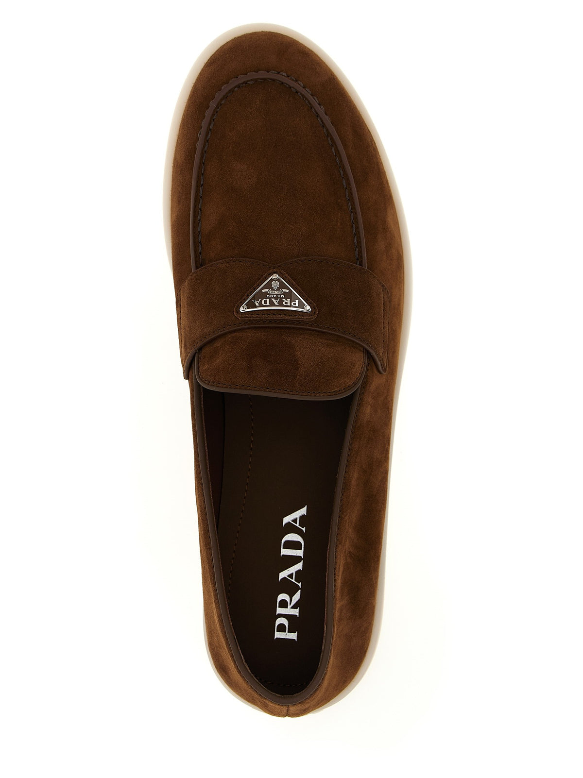 PRADA - Logo suede loafers
