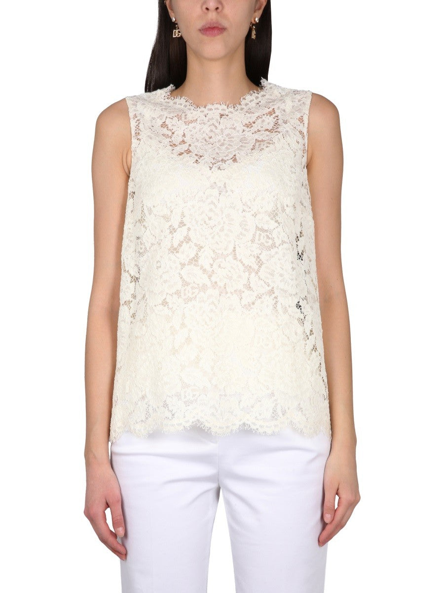 LOGOED STRETCH LACE TOP
