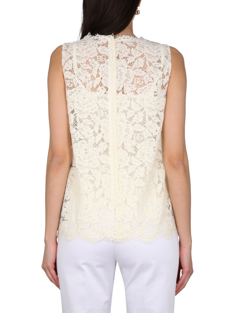 LOGOED STRETCH LACE TOP