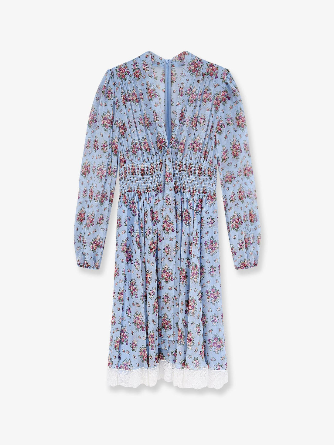 Dolce & Gabbana Long chiffon dress with Stampa Mazzo di Fiori print