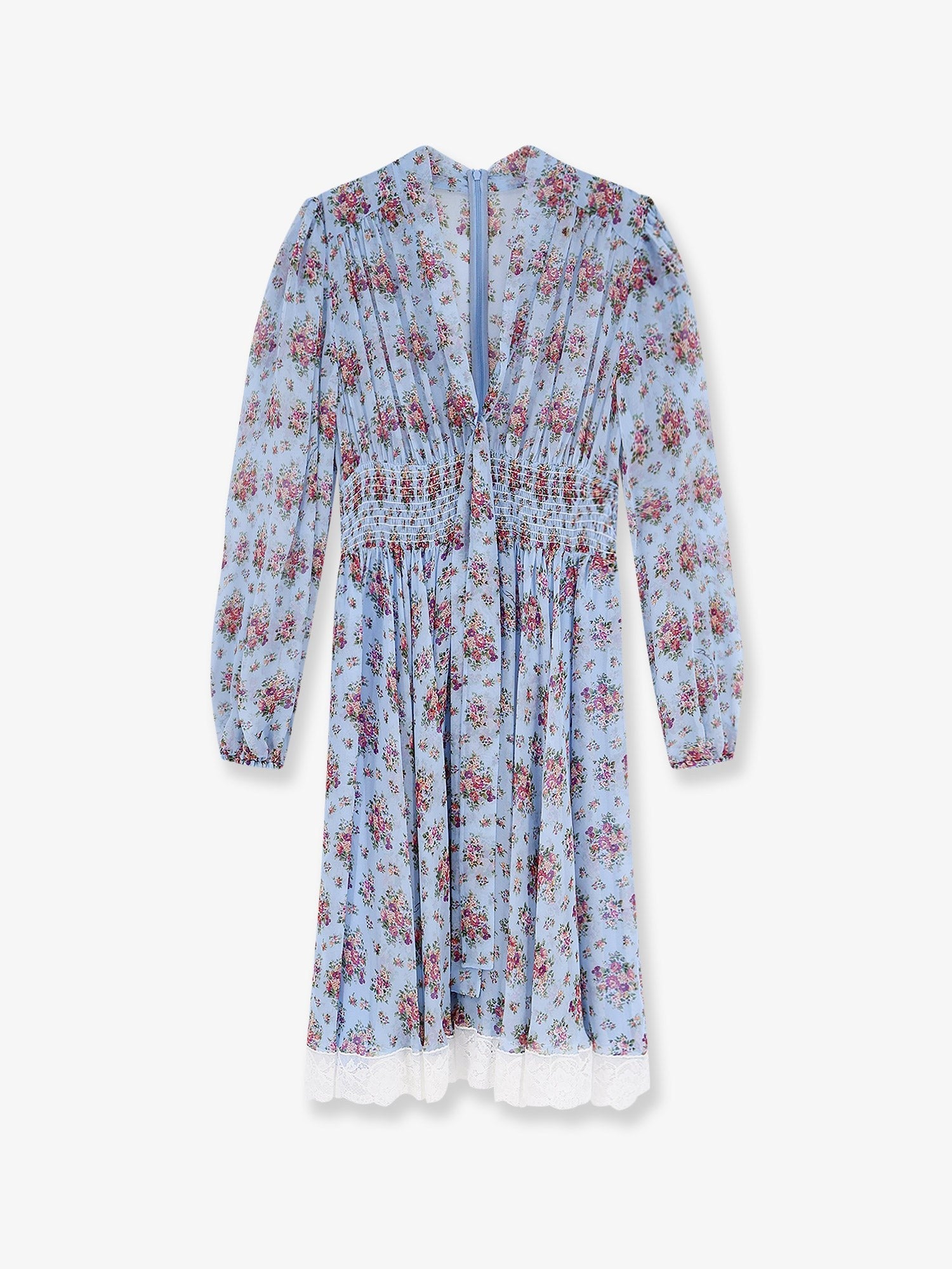 Dolce & Gabbana Long chiffon dress with Stampa Mazzo di Fiori print