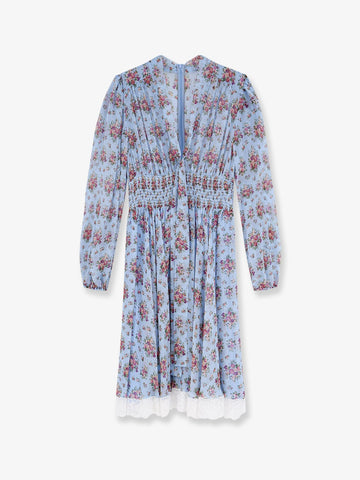 Dolce & Gabbana Long chiffon dress with Stampa Mazzo di Fiori print