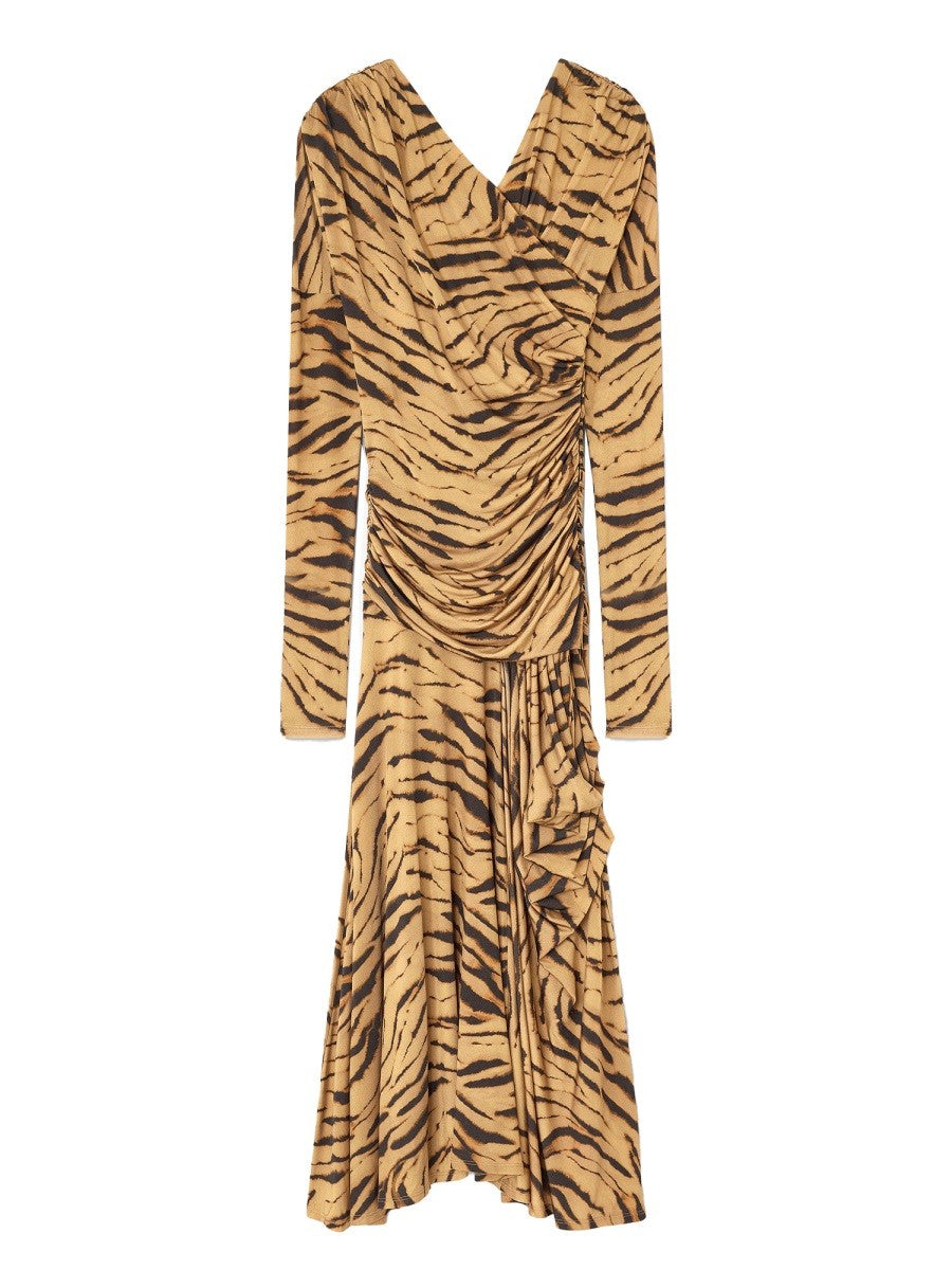GANNI - LONG DRESS WITH "ZEBRA" PRINT long-dress-with-zebra-print