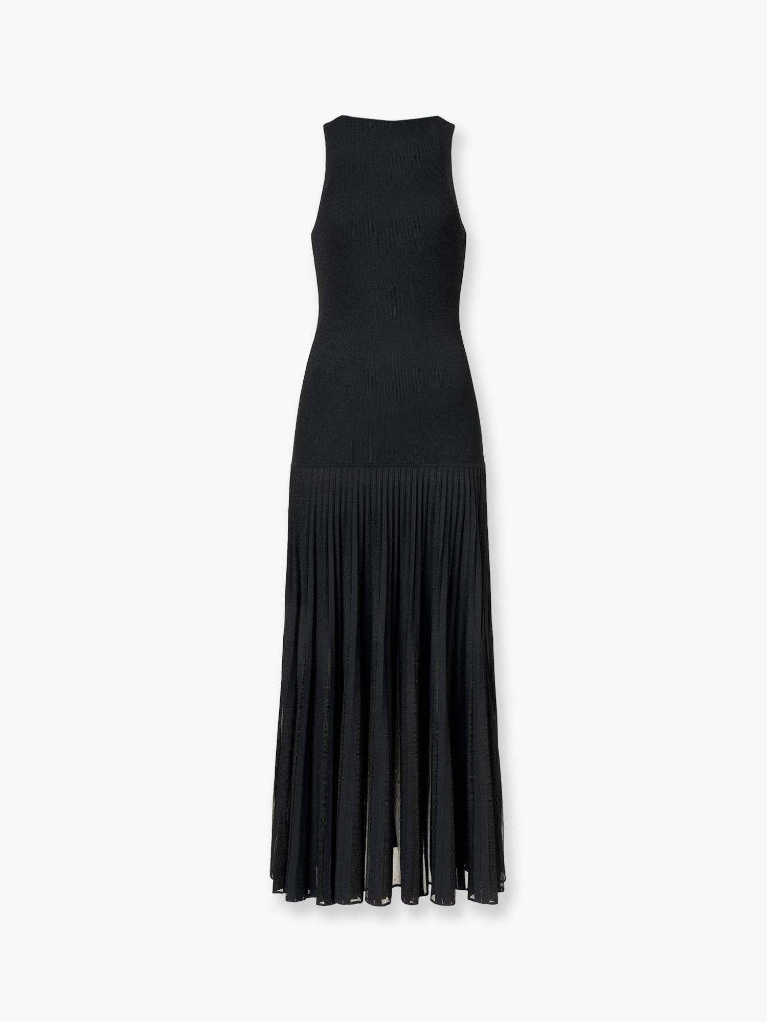 ALAIA - Long pleated viscose blend dress
