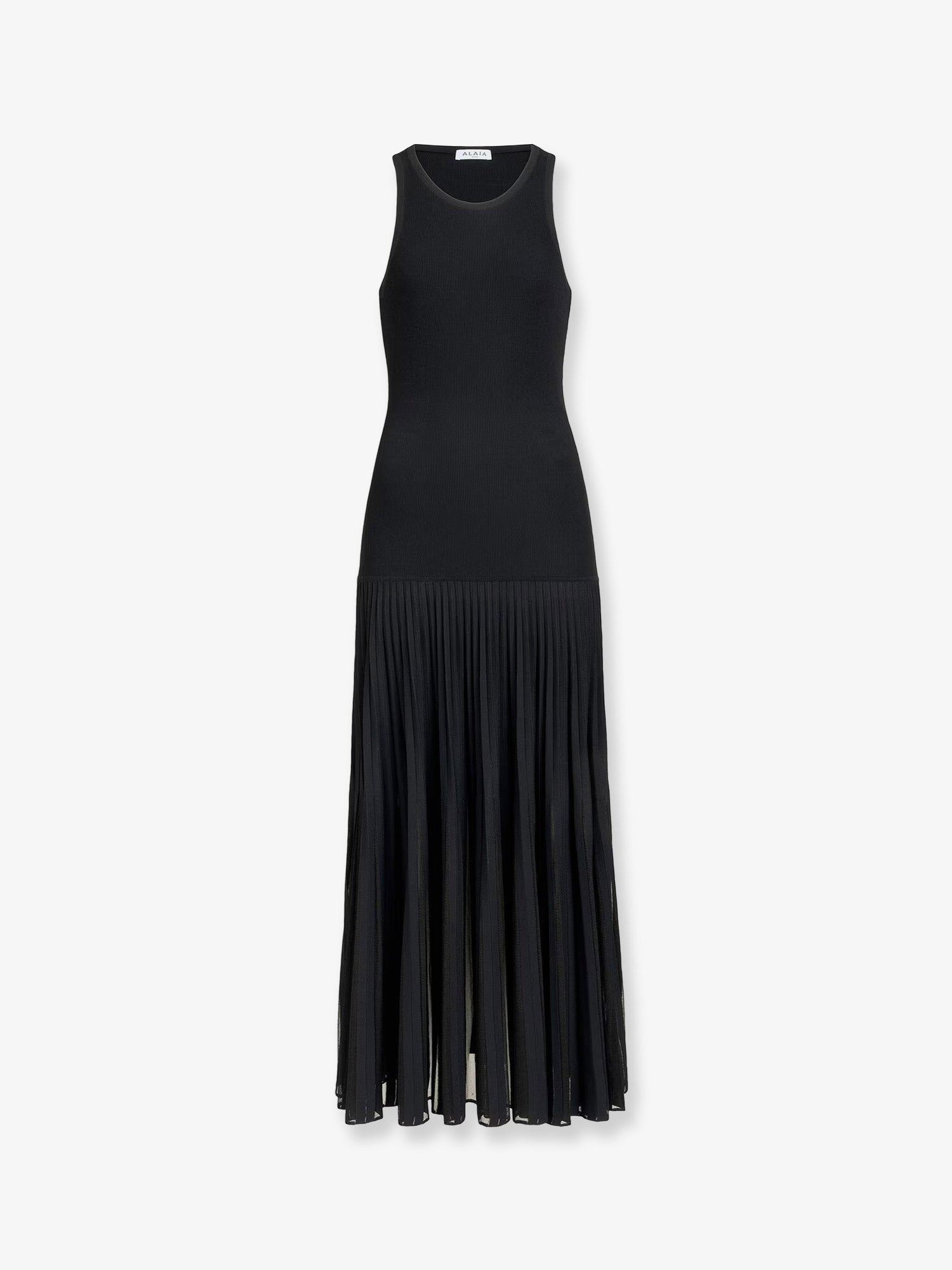 ALAIA - Long pleated viscose blend dress