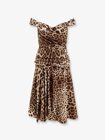 Dolce & Gabbana Long silk dress with animal print