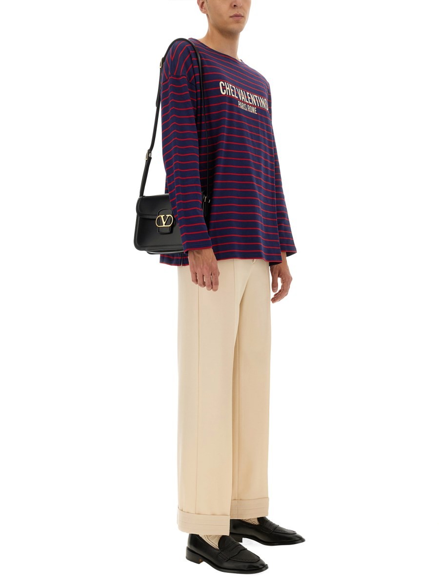 LONG SLEEVE T-SHIRT WITH "CHEZ VALENTINO" PRINT