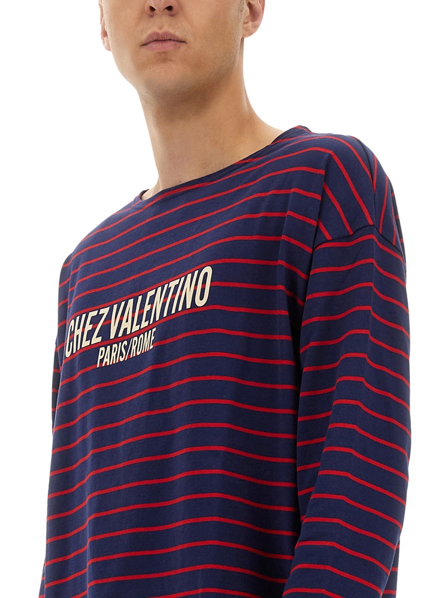 LONG SLEEVE T-SHIRT WITH "CHEZ VALENTINO" PRINT