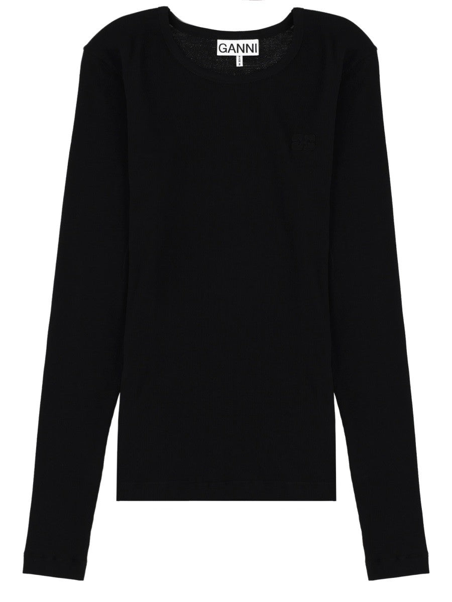 GANNI - LONG SLEEVE TOP WITH LOGO long-sleeve-top-with-logo