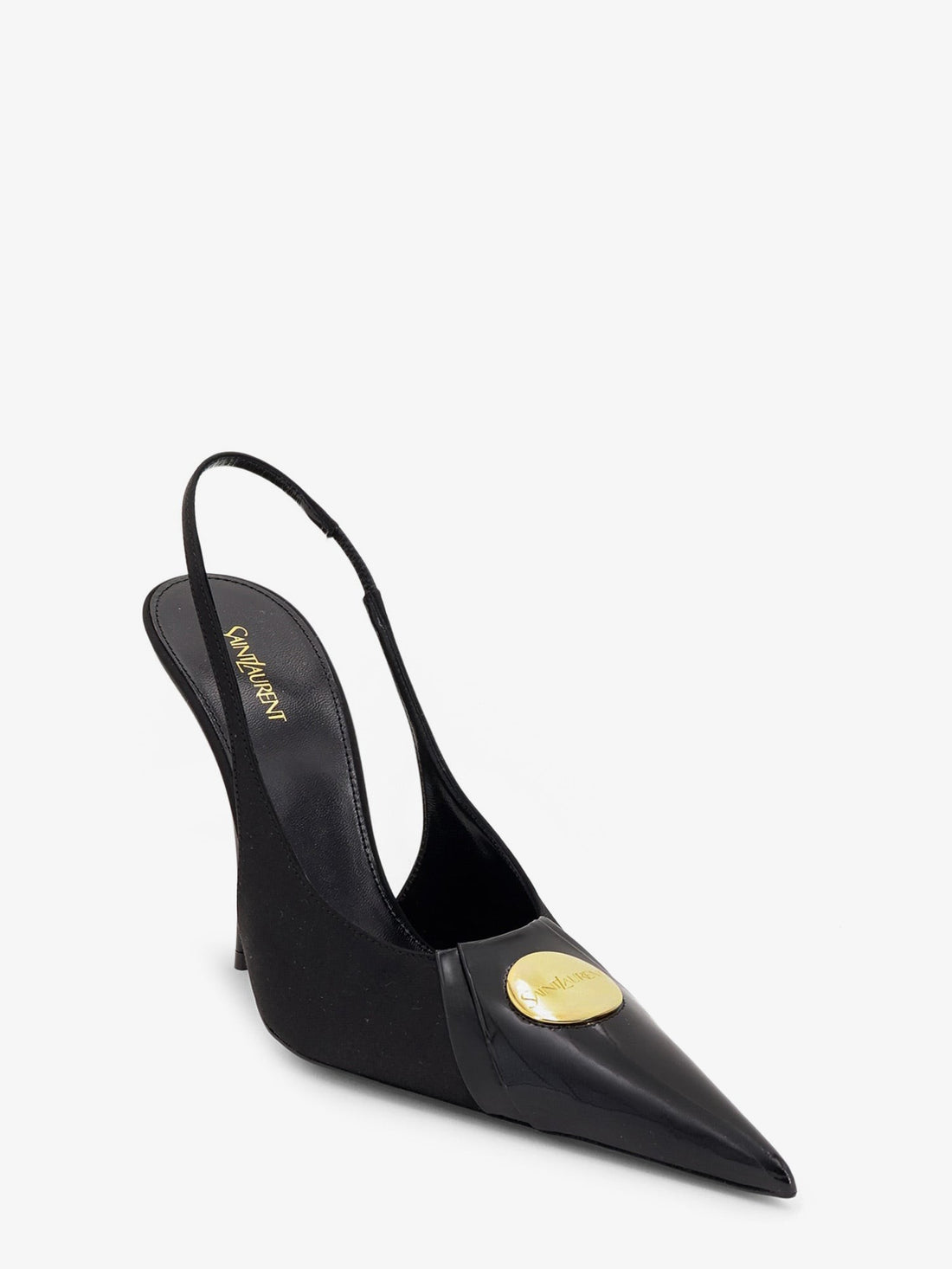 Saint Laurent - Louis patent leather pumps with logo tag Nero