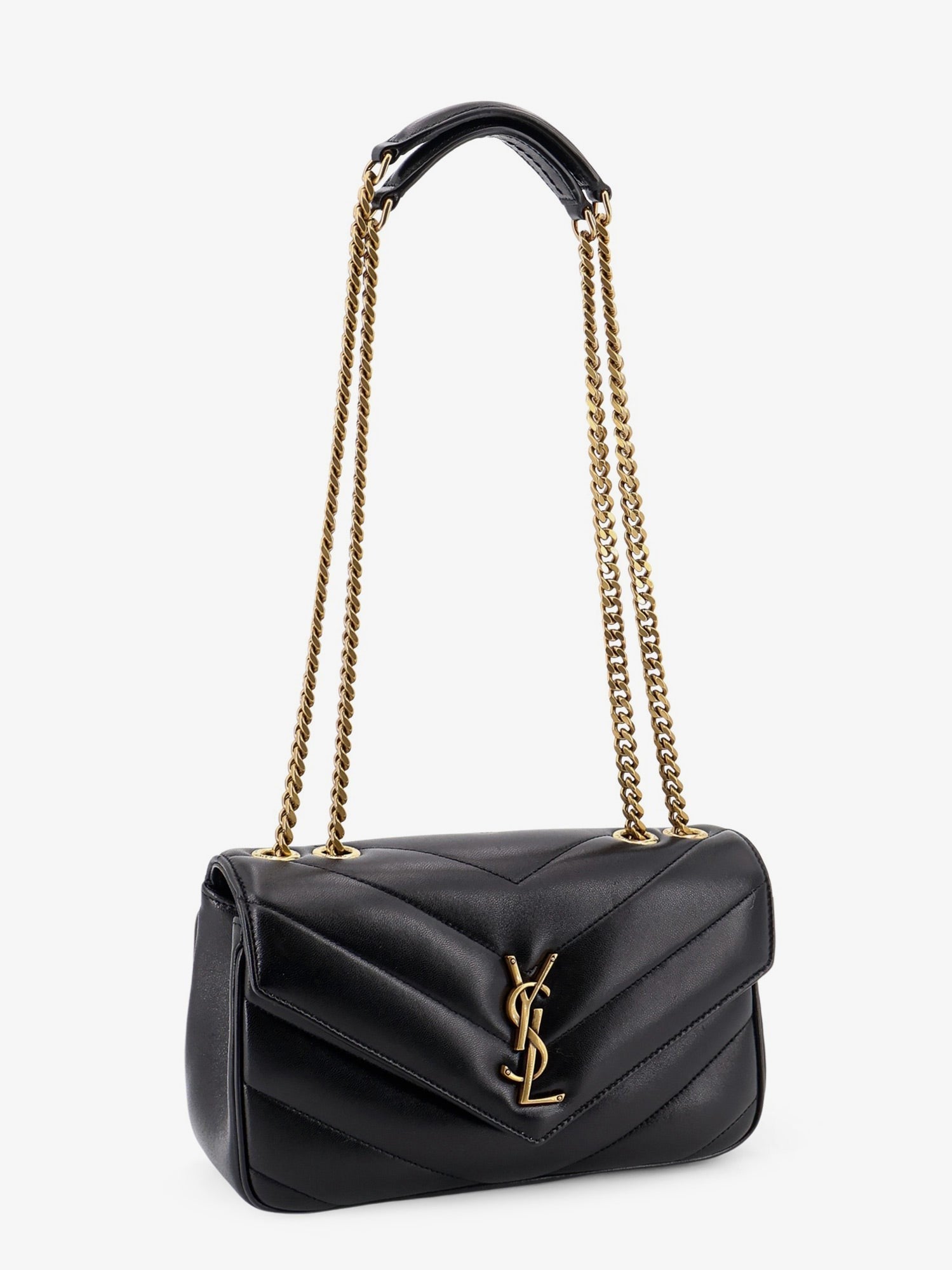 Saint Laurent - Loulou leather shoulder bag with metal Cassandre logo