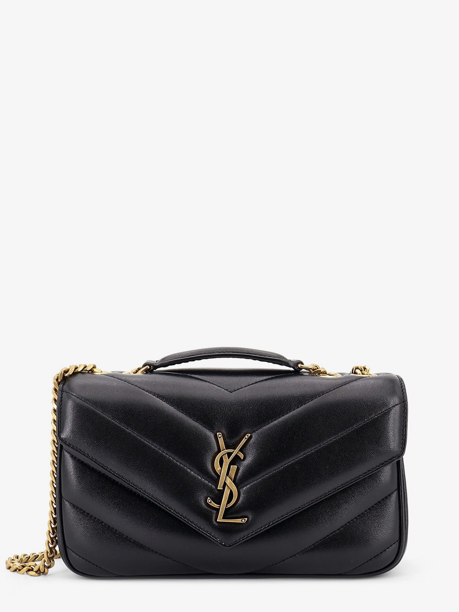 Saint Laurent - Loulou leather shoulder bag with metal Cassandre logo