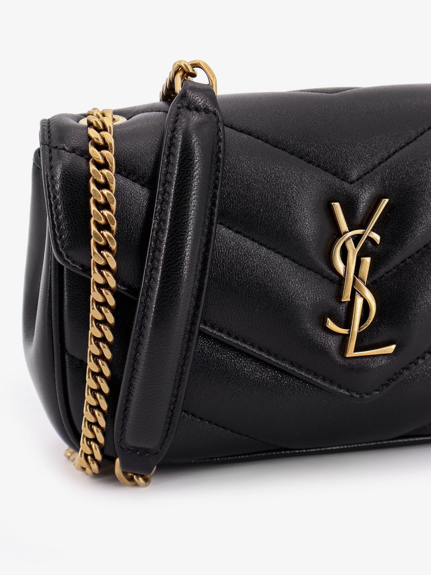 Saint Laurent - Loulou Mini leather crosbody bag with chevron stitching