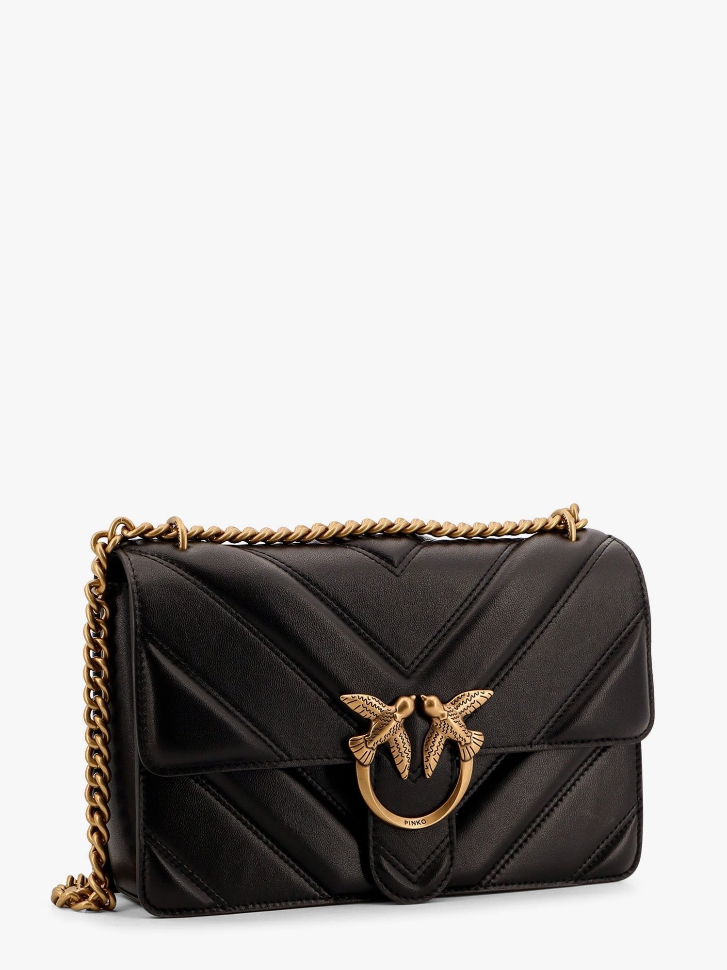 Love one classic matelassé leather shoulder bag with love birds buckle