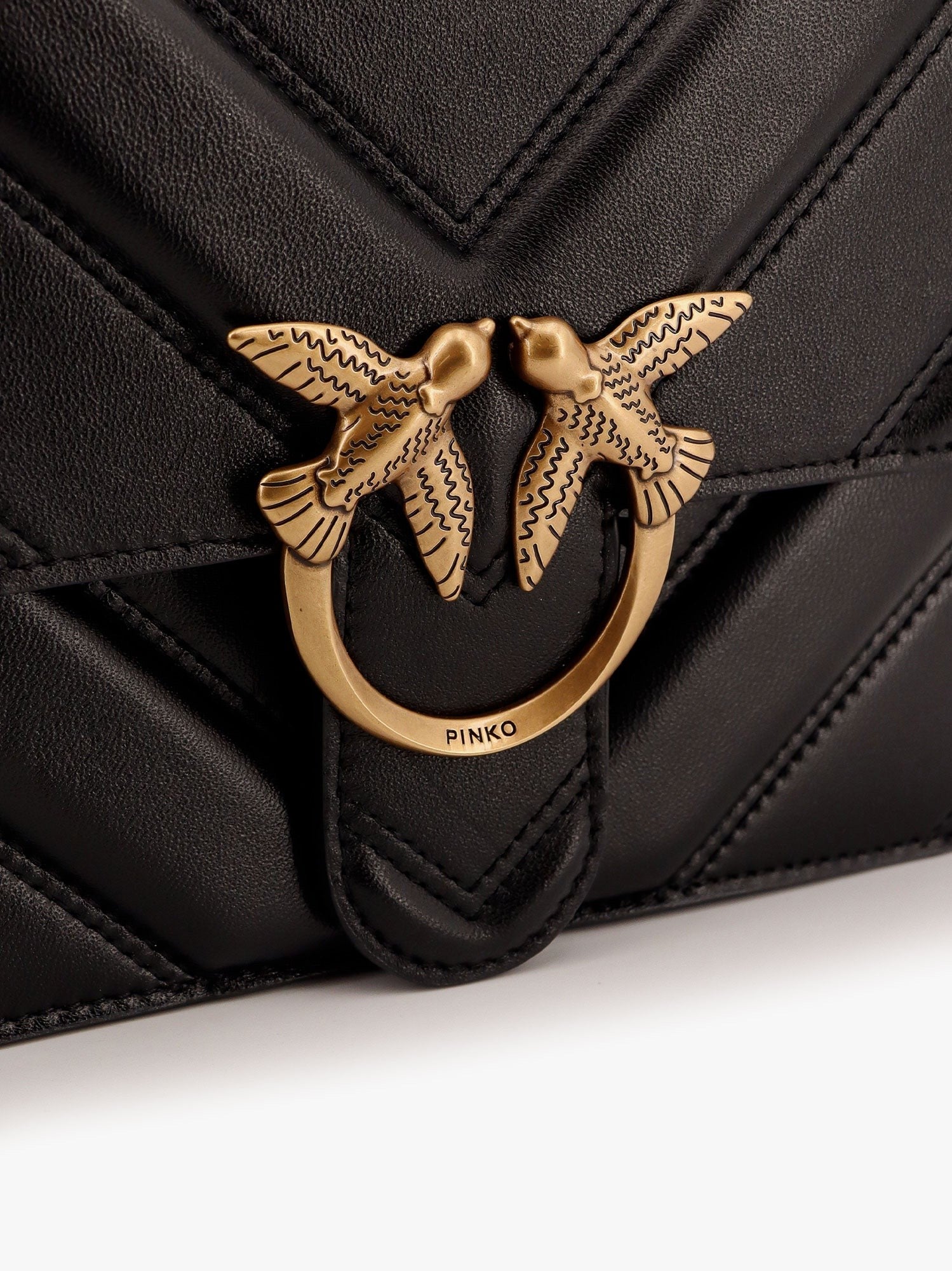 Love one classic matelassé leather shoulder bag with love birds buckle