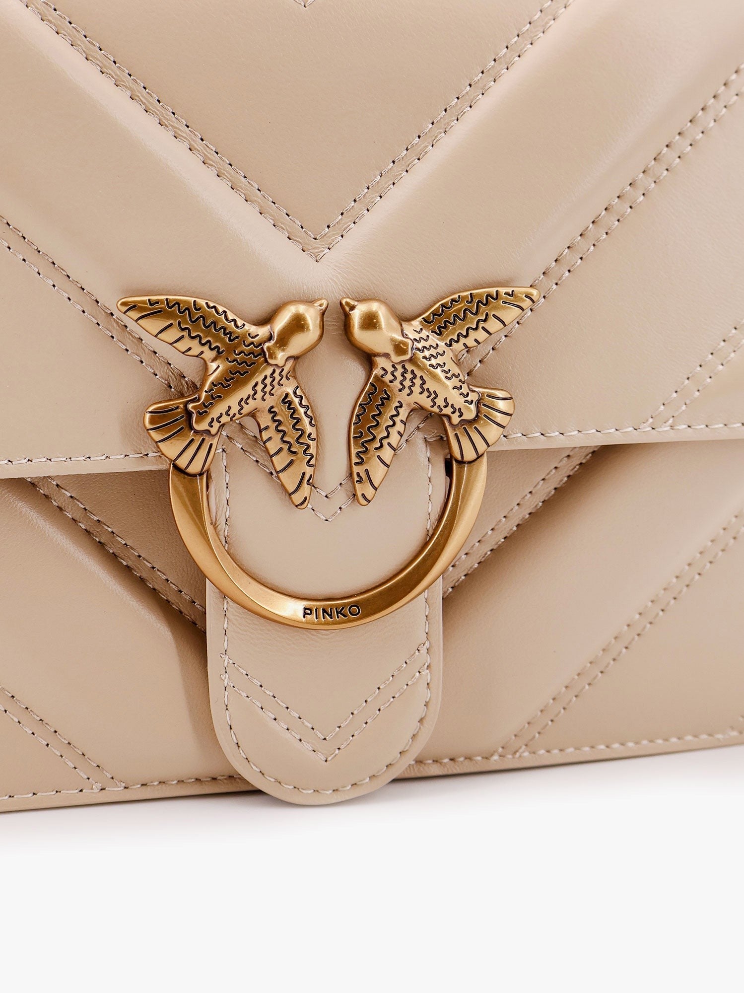 Love one classic matelassé leather shoulder bag with love birds buckle