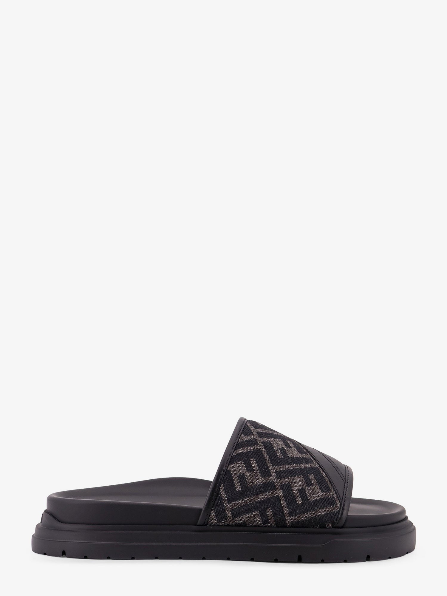 Fendi - Low leather sandals with FF jacquard insert