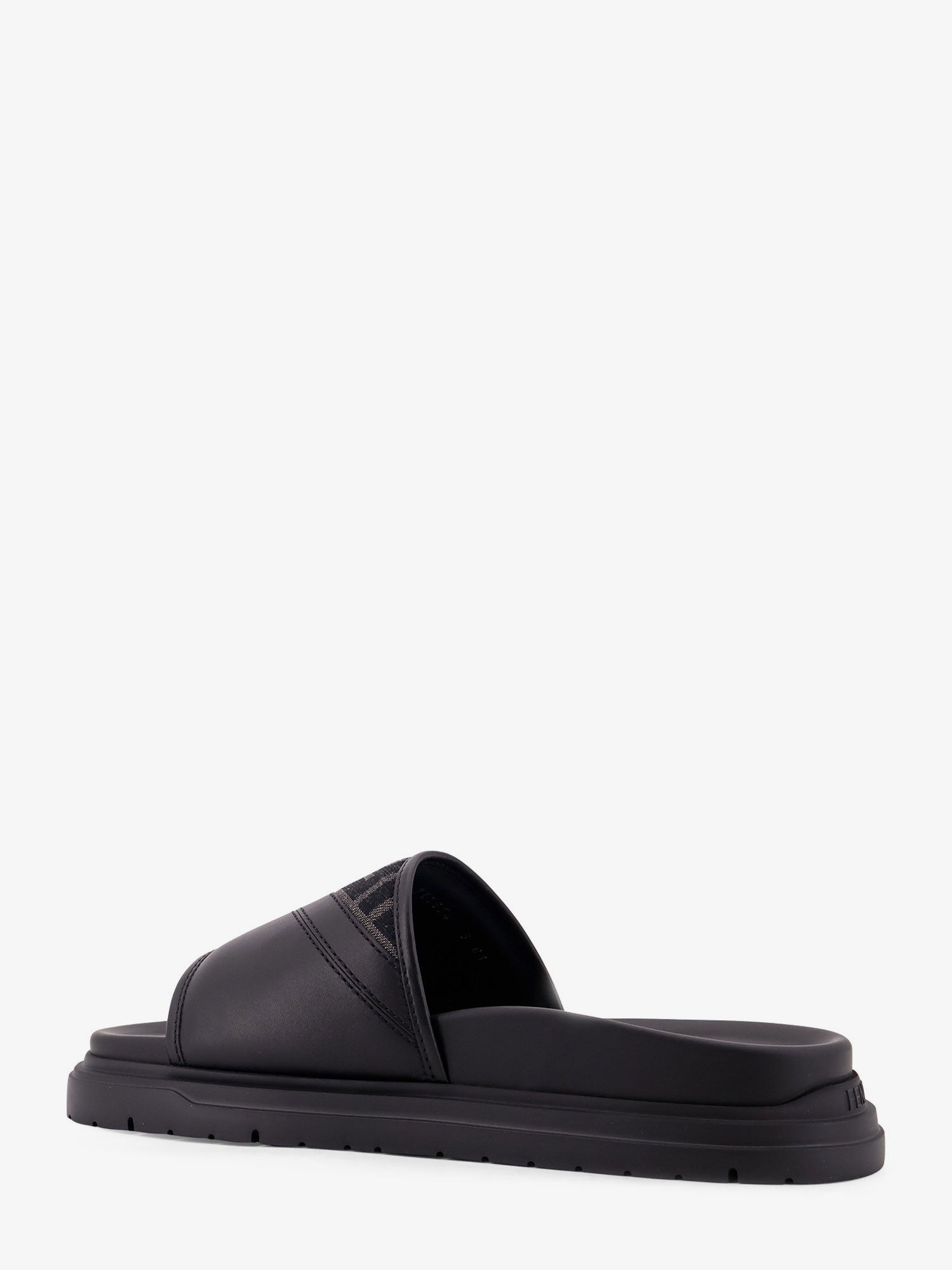 Fendi - Low leather sandals with FF jacquard insert