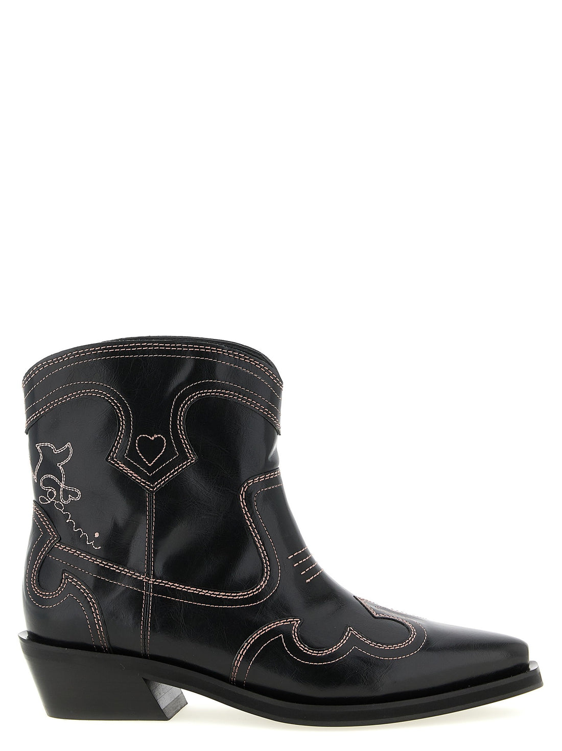 GANNI - 'Low Shaft Embroidered Western' ankle boots Black