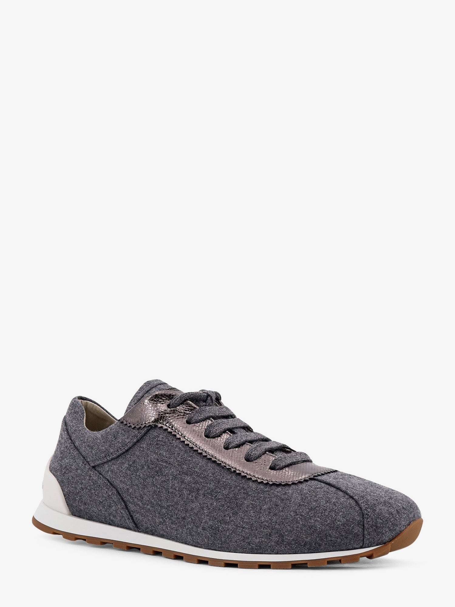 Low-top Wool flannel sneakers with leather profiles