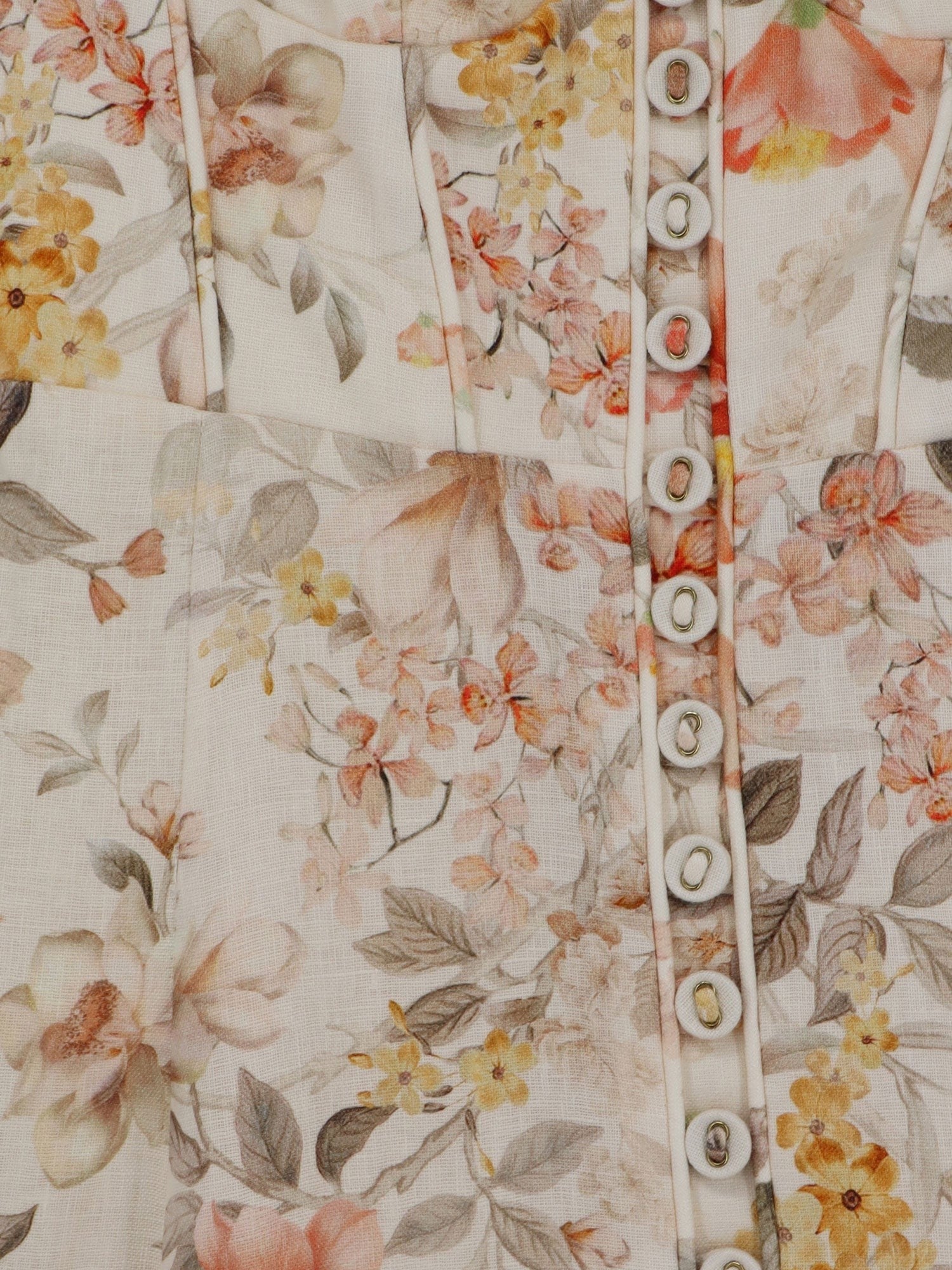 ZIMMERMANN ZIMMERMANN - Luna linen midi dress with all-over floral print