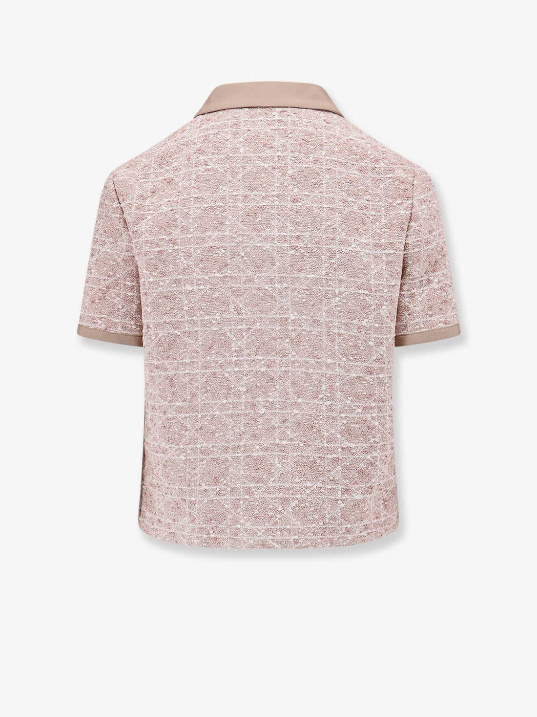 Macrocannage short sleeve cotton blend tweed blazer