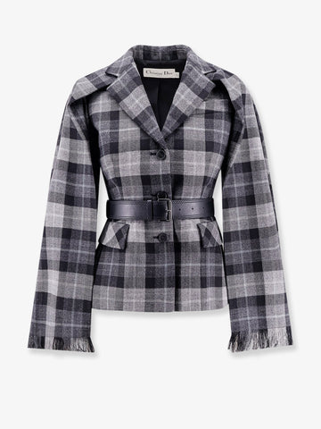 Madras blazer with belt and removable scarf