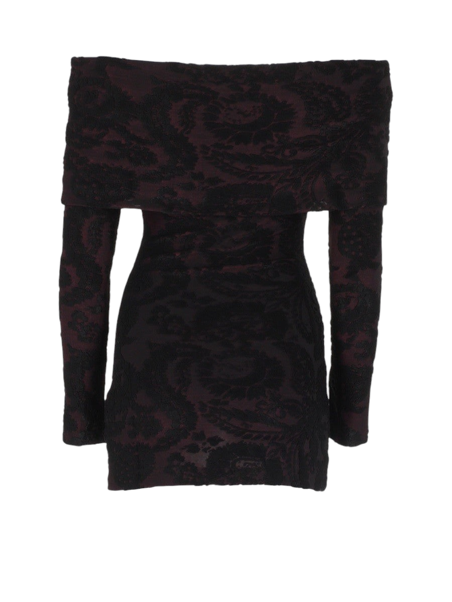 Etro - Off-the-Shoulder Paisley-Jacquard Chenille-Trimmed Jersey Top