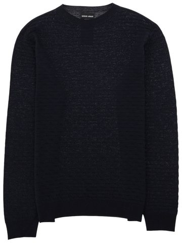 Giorgio Armani - Virgin Wool Crew-neck Sweatshirt Blue
