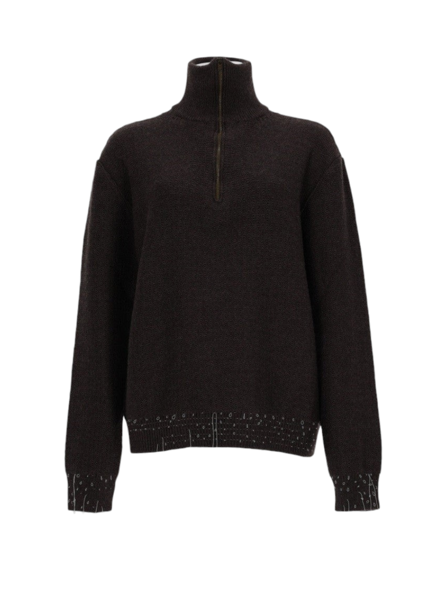 Maison Margiela - Quarter-Zip Wool Sweater Brown