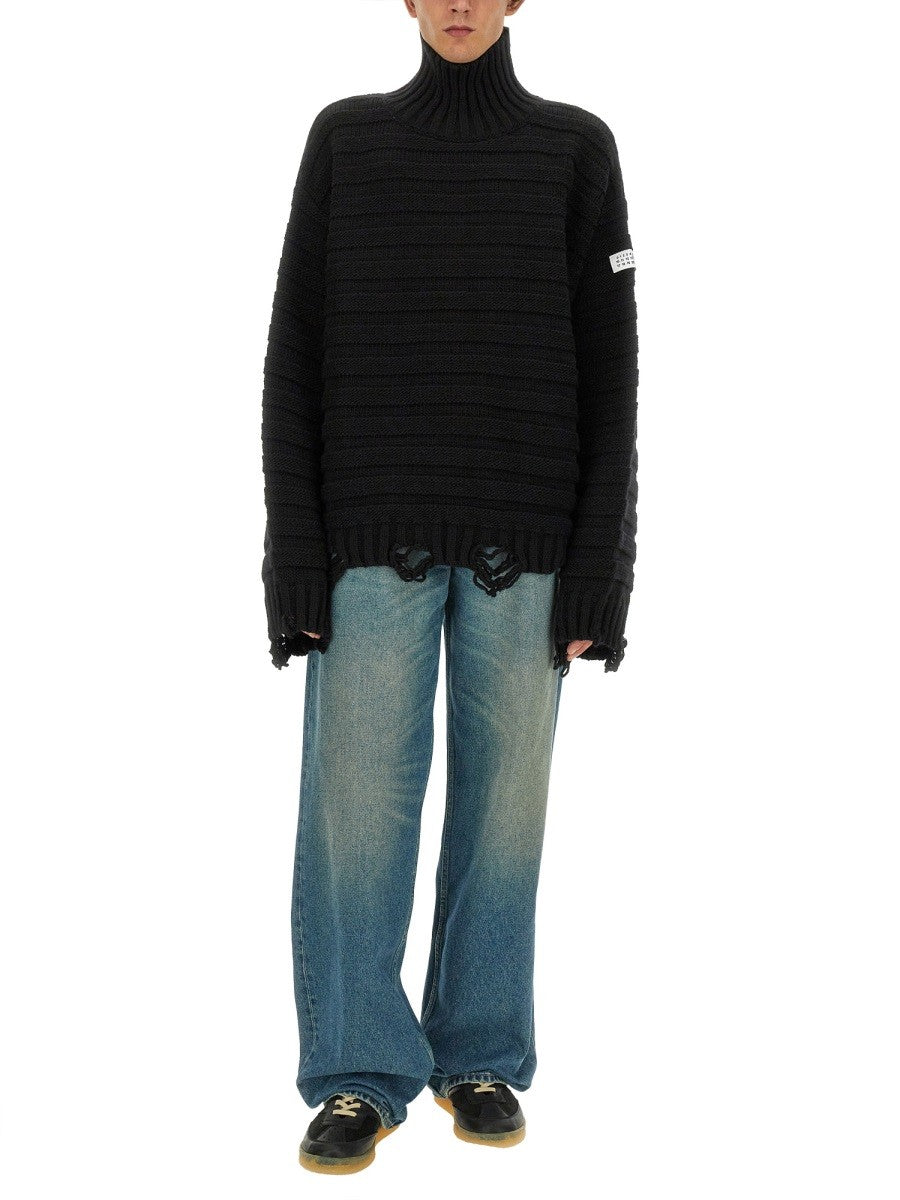 MM6 MAISON MARGIELA - MAGLIA A COLLO ALTO Black