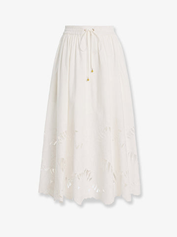 ZIMMERMANN ZIMMERMANN - Mahon cotton skirt with embroidered detail on the bottom