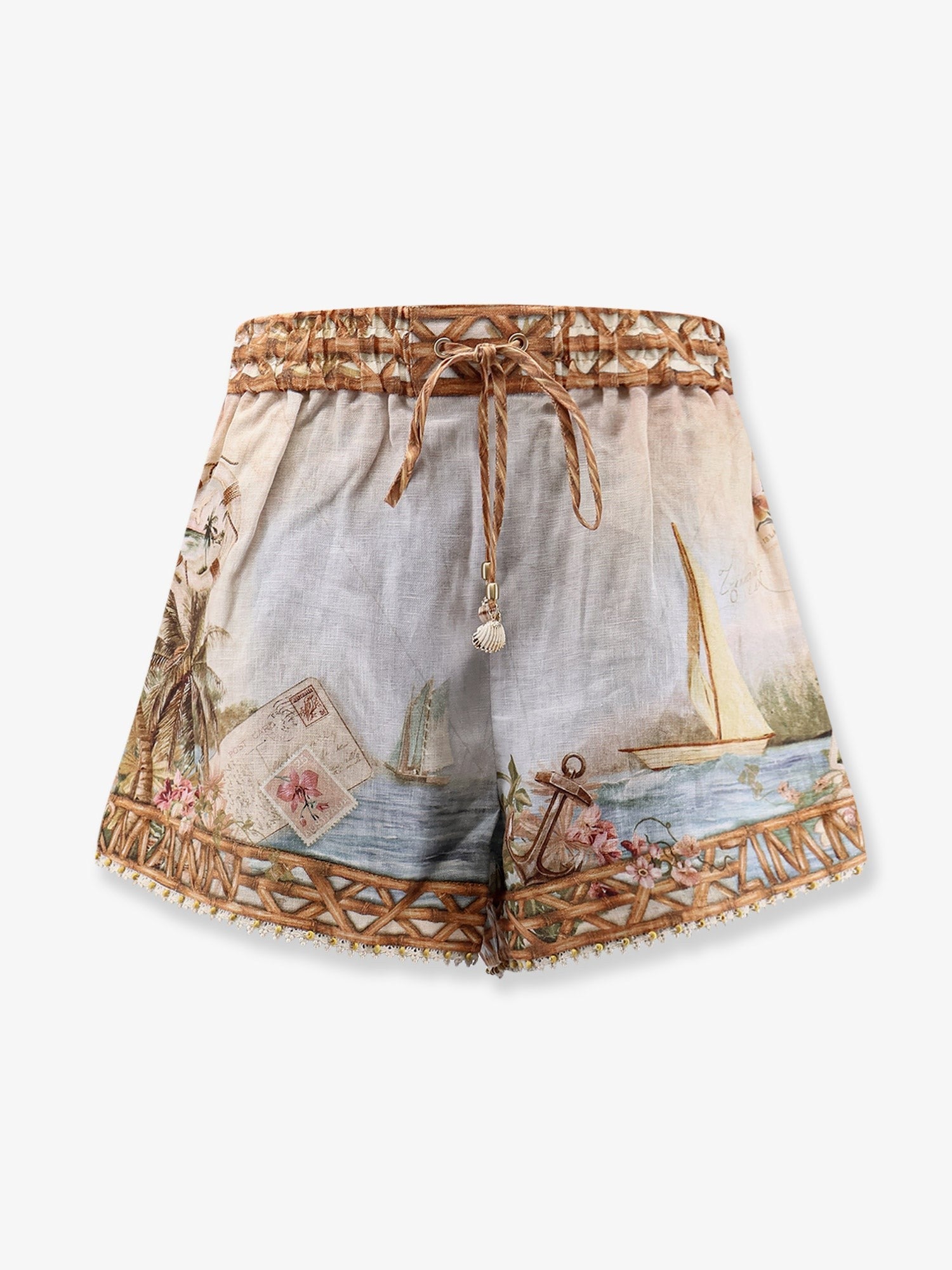 ZIMMERMANN ZIMMERMANN - Mahon multicolor linen shorts