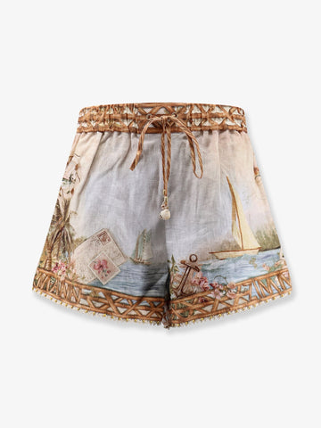 ZIMMERMANN ZIMMERMANN - Mahon multicolor linen shorts
