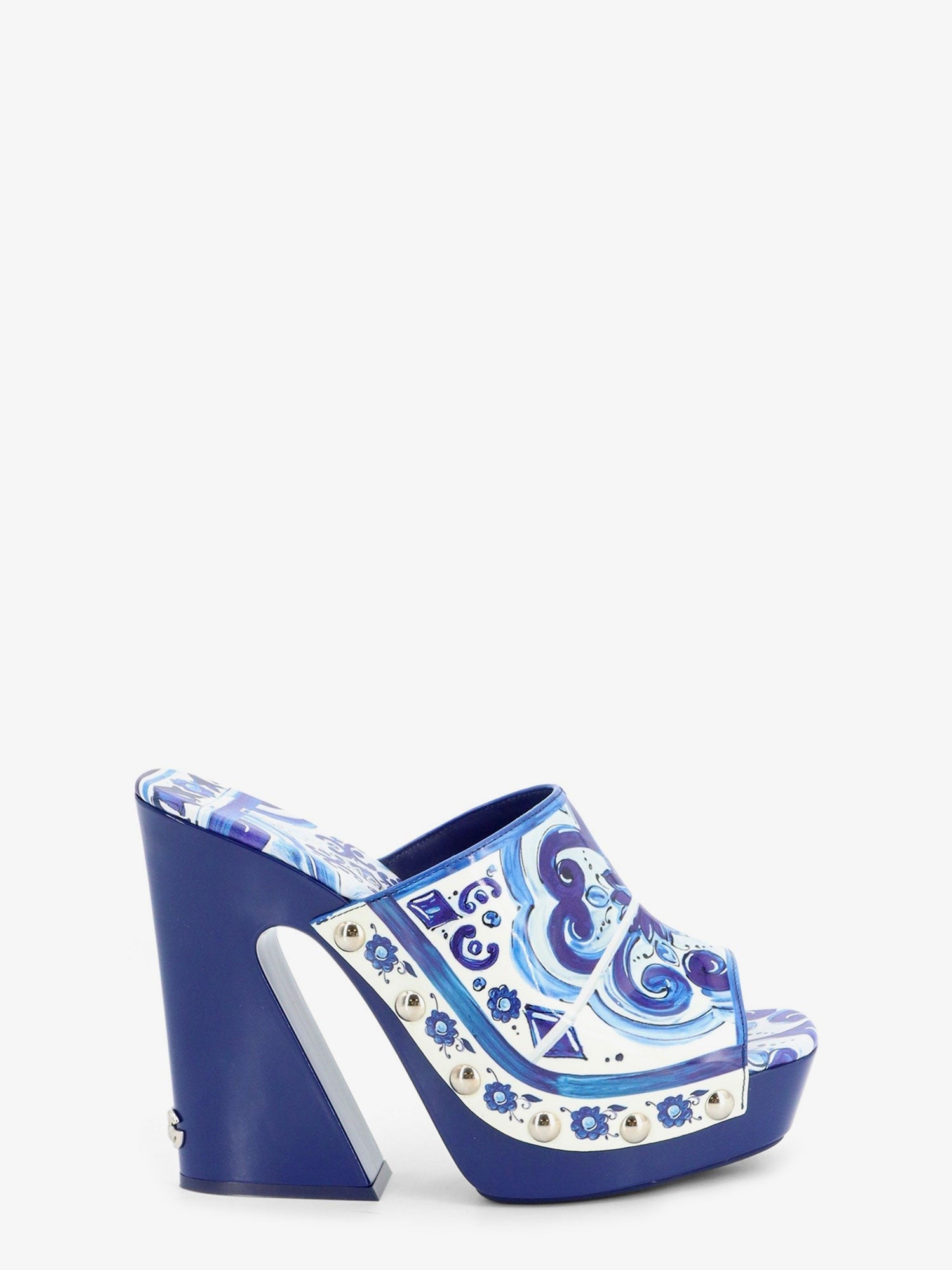 Dolce & Gabbana Maiolica print shiny leather sandals