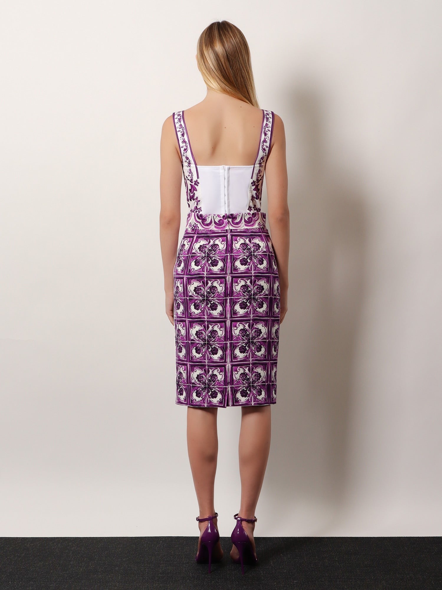 Maiolica silk pencil skirt