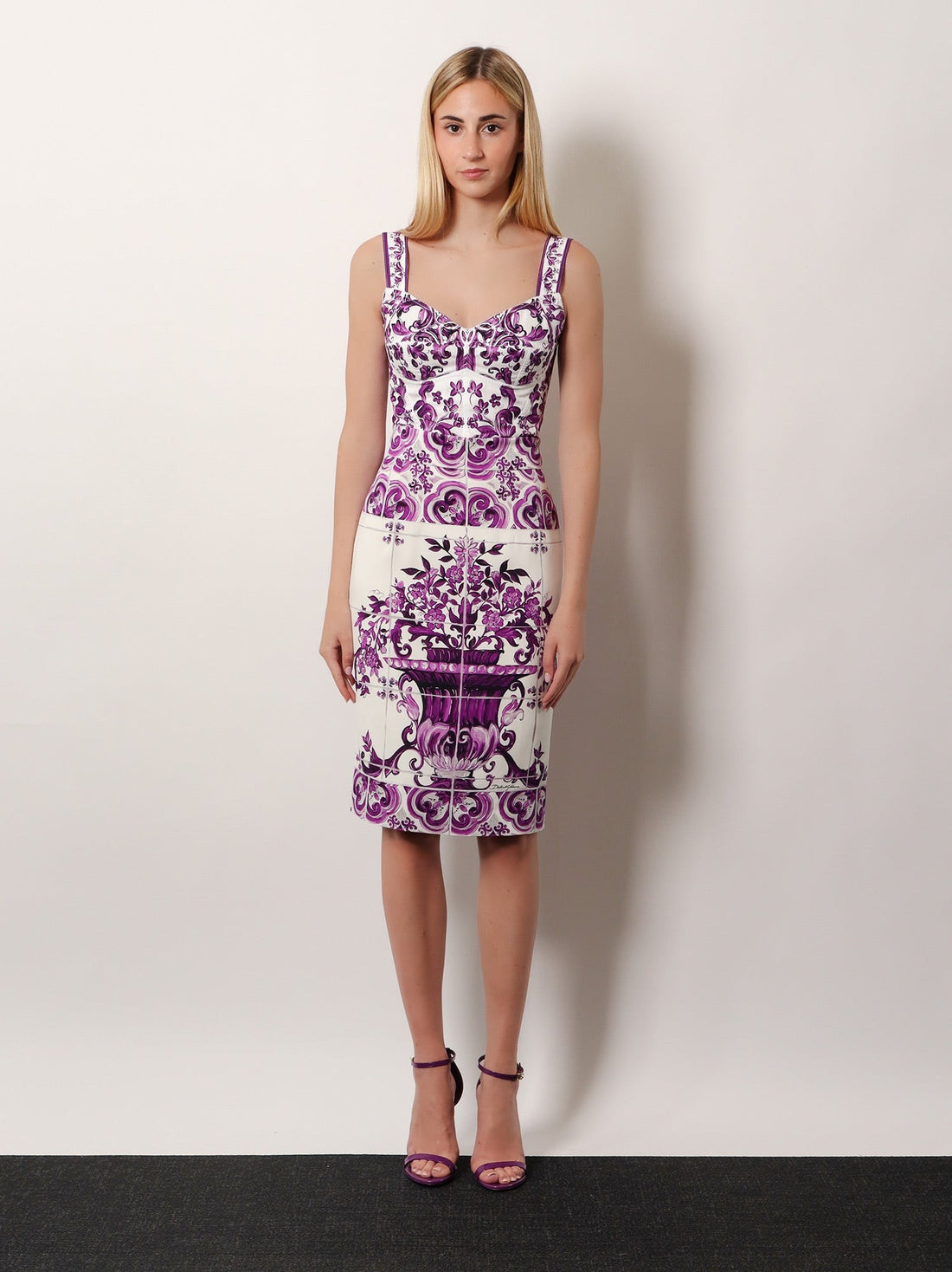 Maiolica silk pencil skirt