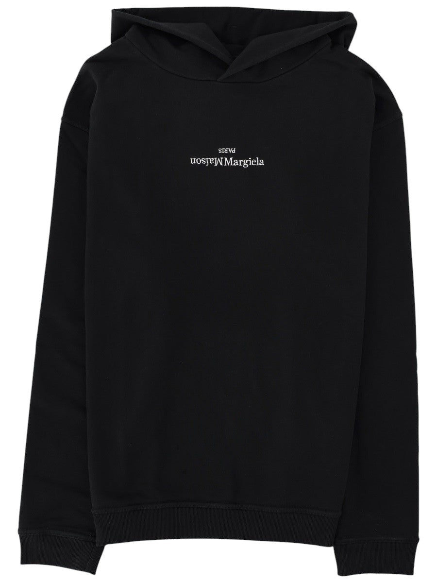Maison Margiela - FELPA CON LOGO maison-margiela-black-hooded-sweatshirt-front-jpg