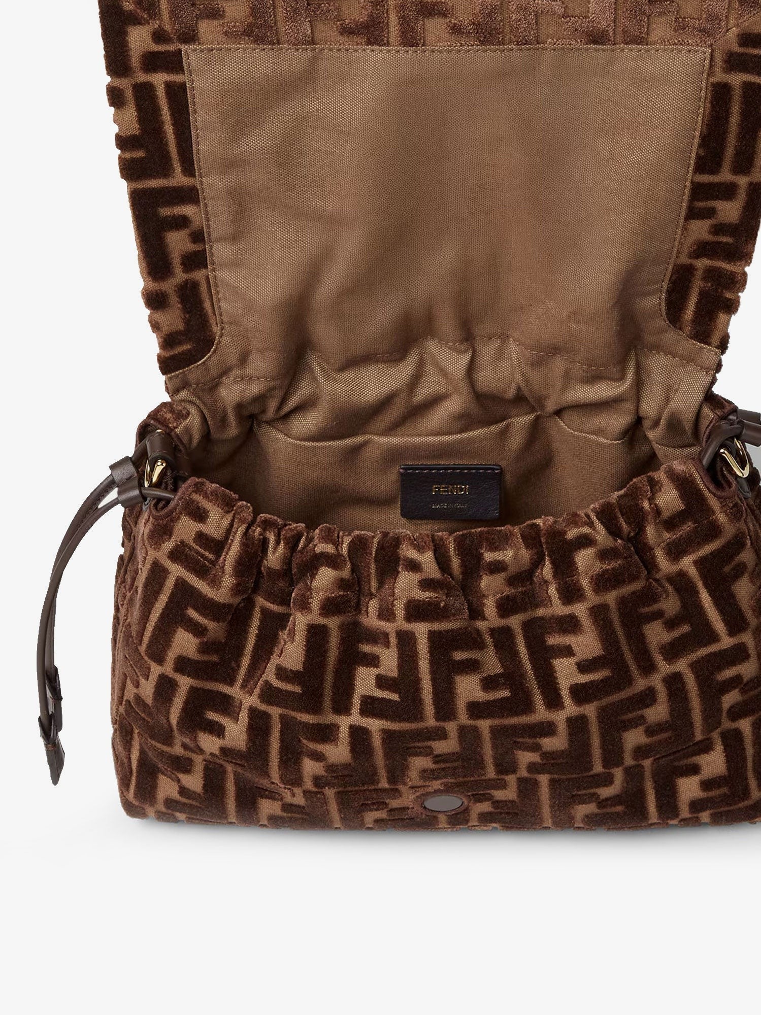 Mamma Baguette Medium FF velvet jacquard crossbody bag