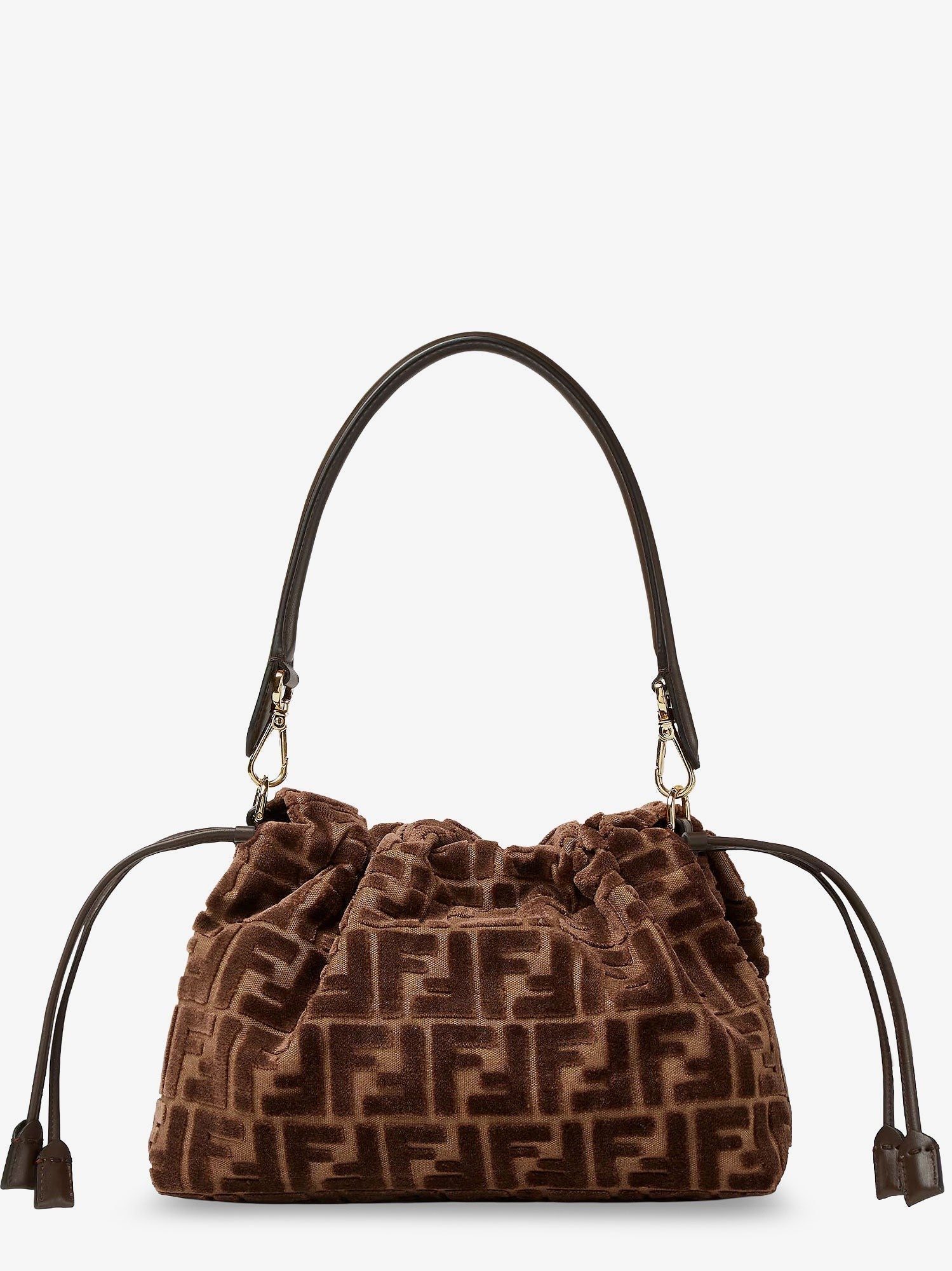 Mamma Baguette Medium FF velvet jacquard crossbody bag